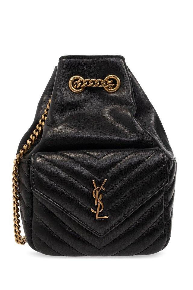 SAINT LAURENT Monogram Mini Leather Bucket Bag In Black Product Image