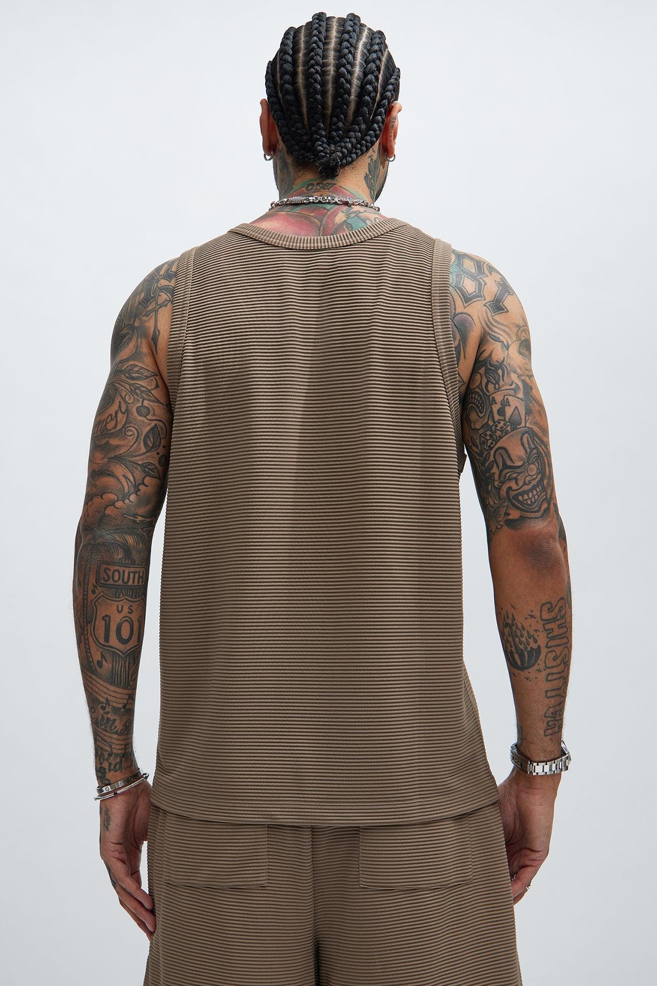 Zyler Textured Tank Top - Taupe Product Image