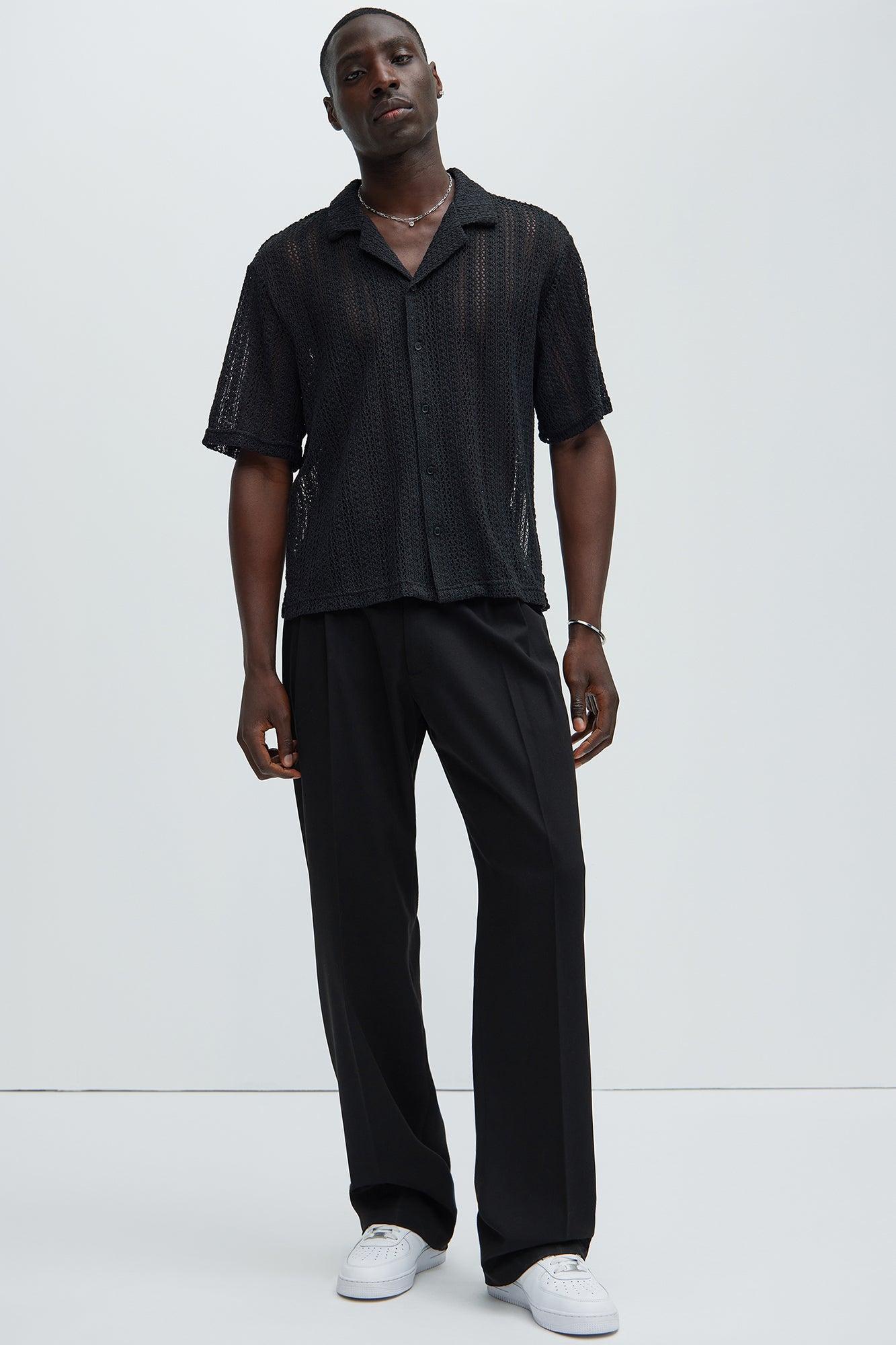 Atlas Textured Boxy Shirt - Black Product Image