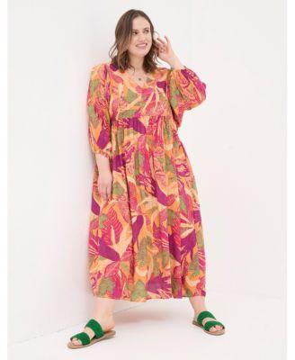 Plus Size Jocelyn Tropical Floral Midi Dress Product Image