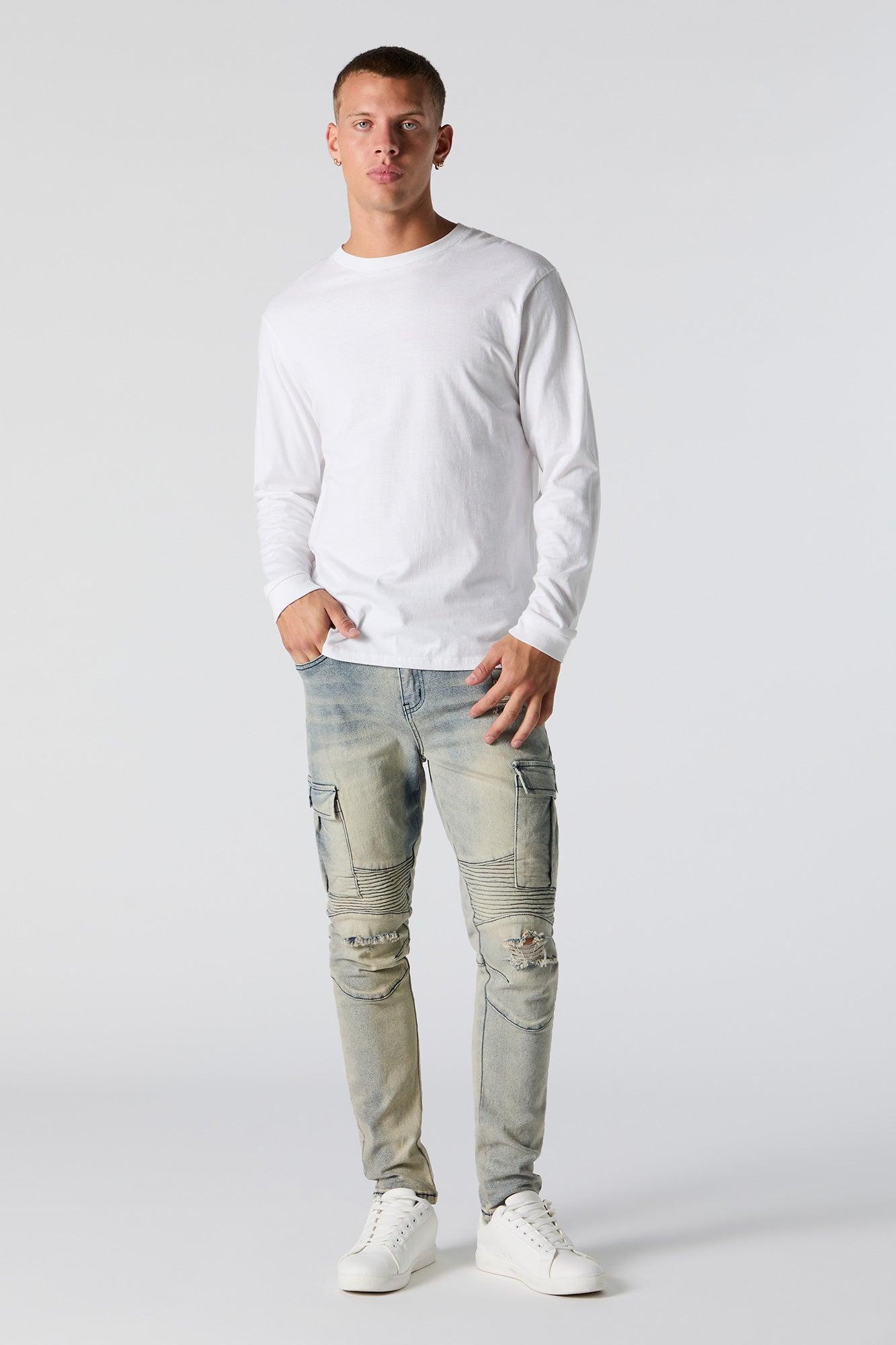 Distressed Skinny Moto Cargo Jean Male Product Image