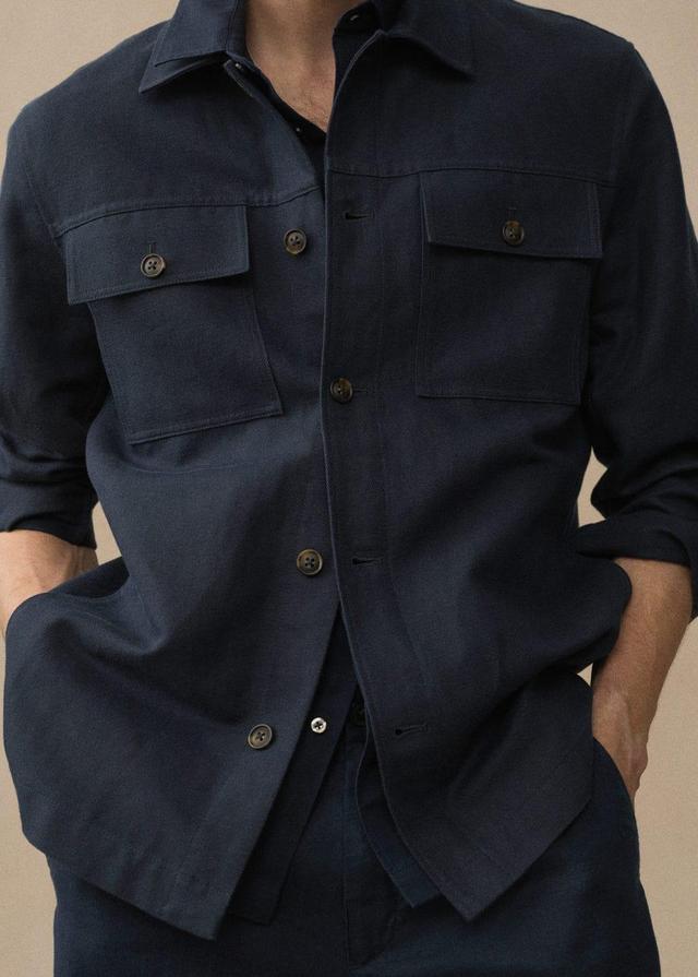 Mango Mens Pocket Linen Cotton Jacket Product Image