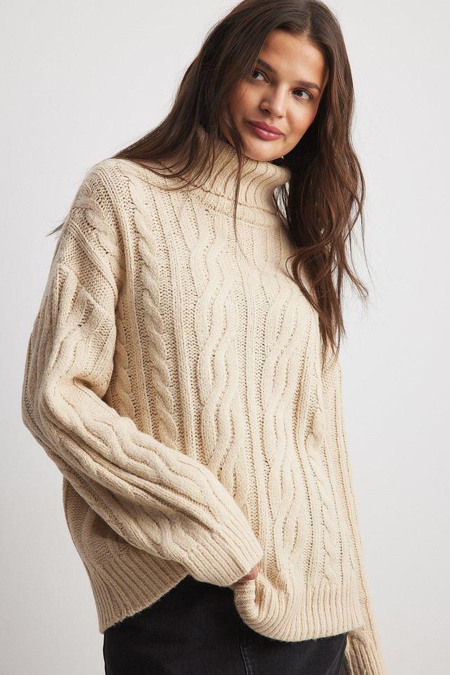 Turtleneck Knitted Cable Sweater Product Image