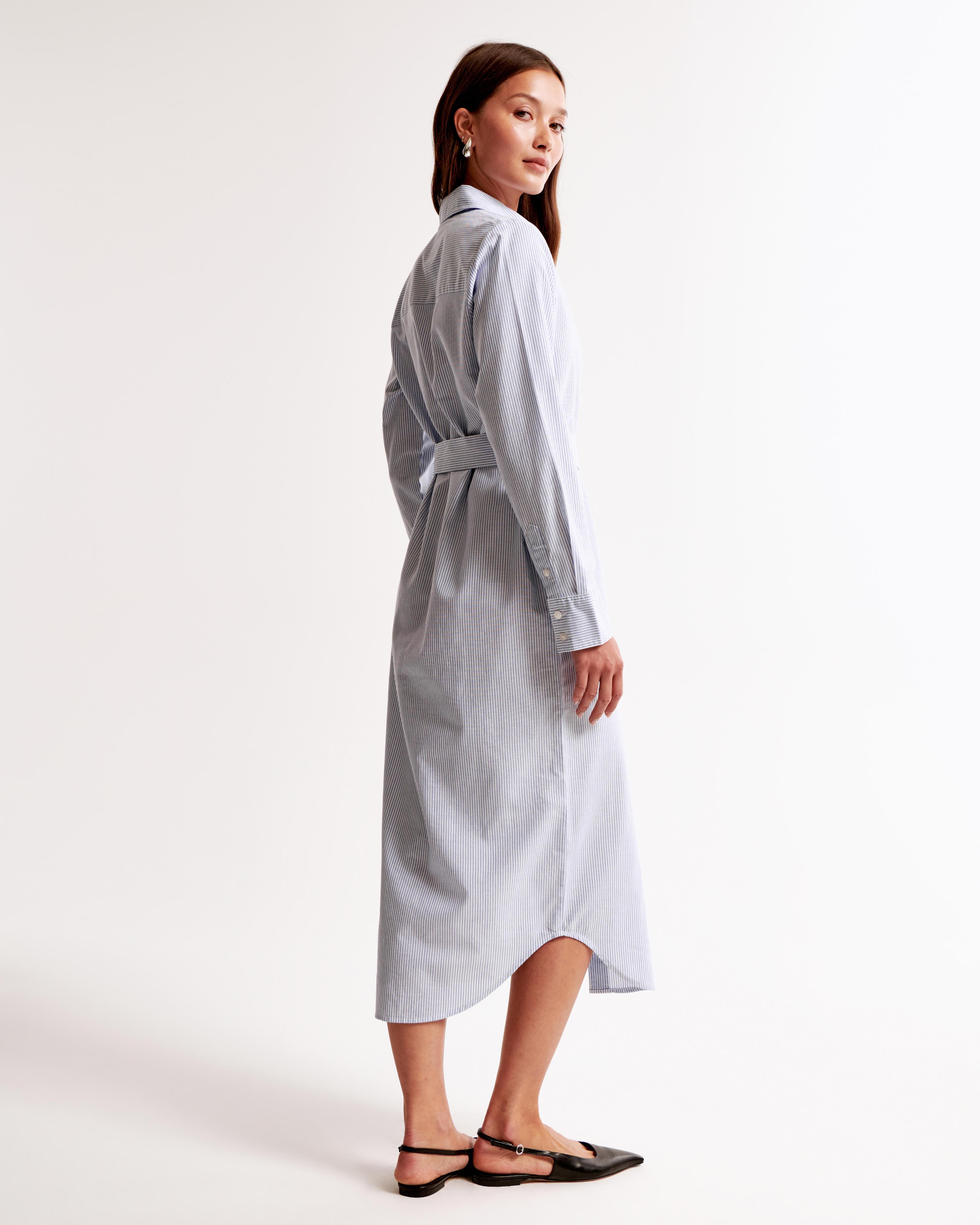 Long-Sleeve Belted Shirt Dress Product Image