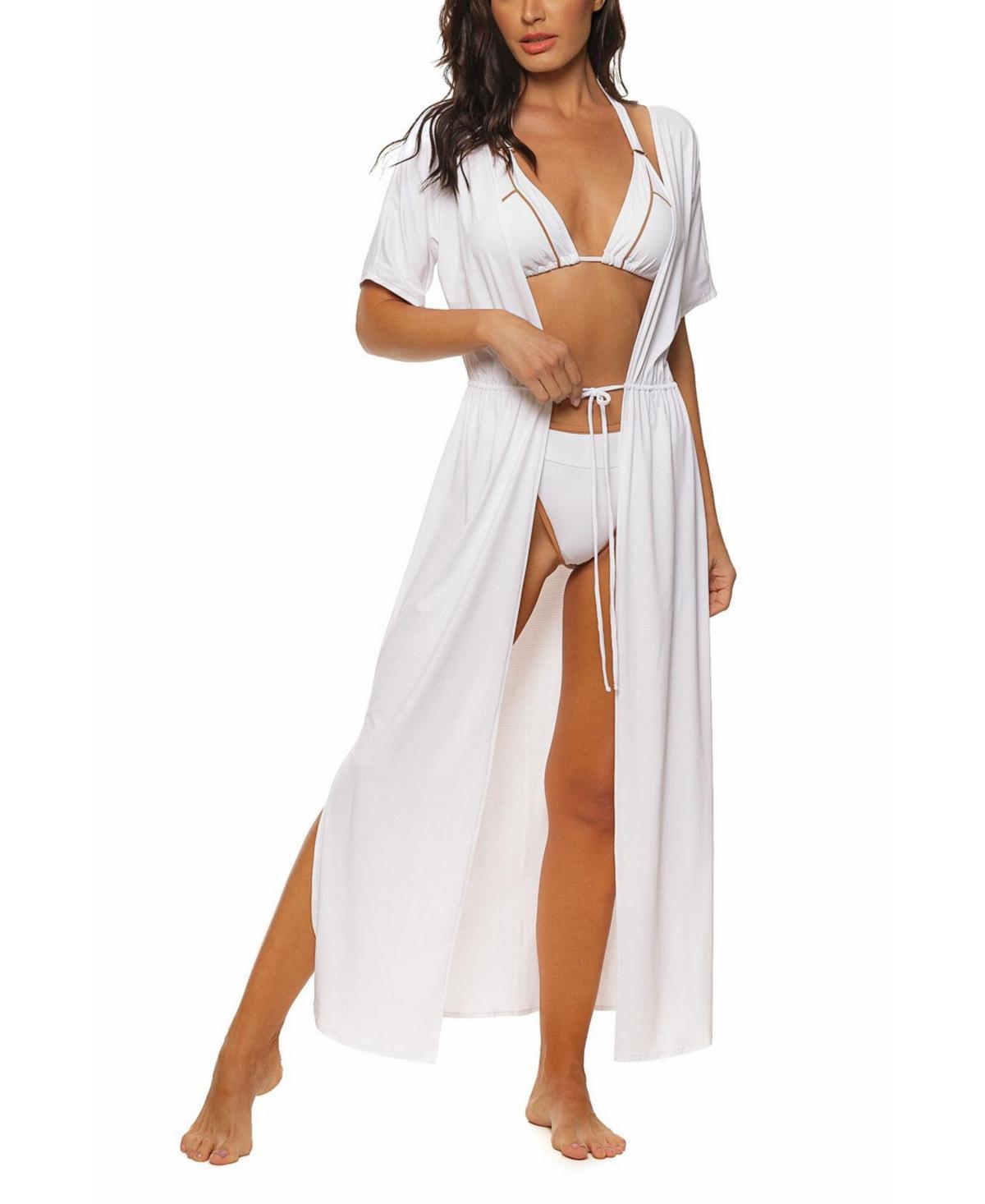 Guria Beachwear Womens Tie Front Long Kimono Cover-up Product Image