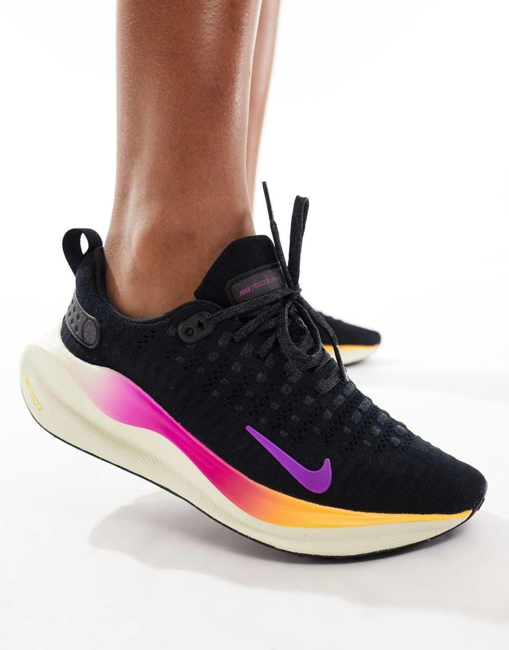 Nike Running ReactX Infinity Run 4 sneakers in black and violet Product Image