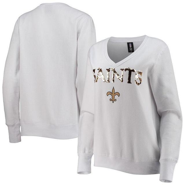 Womens Cuce New Orleans Saints Victory V-Neck Pullover Sweatshirt Product Image