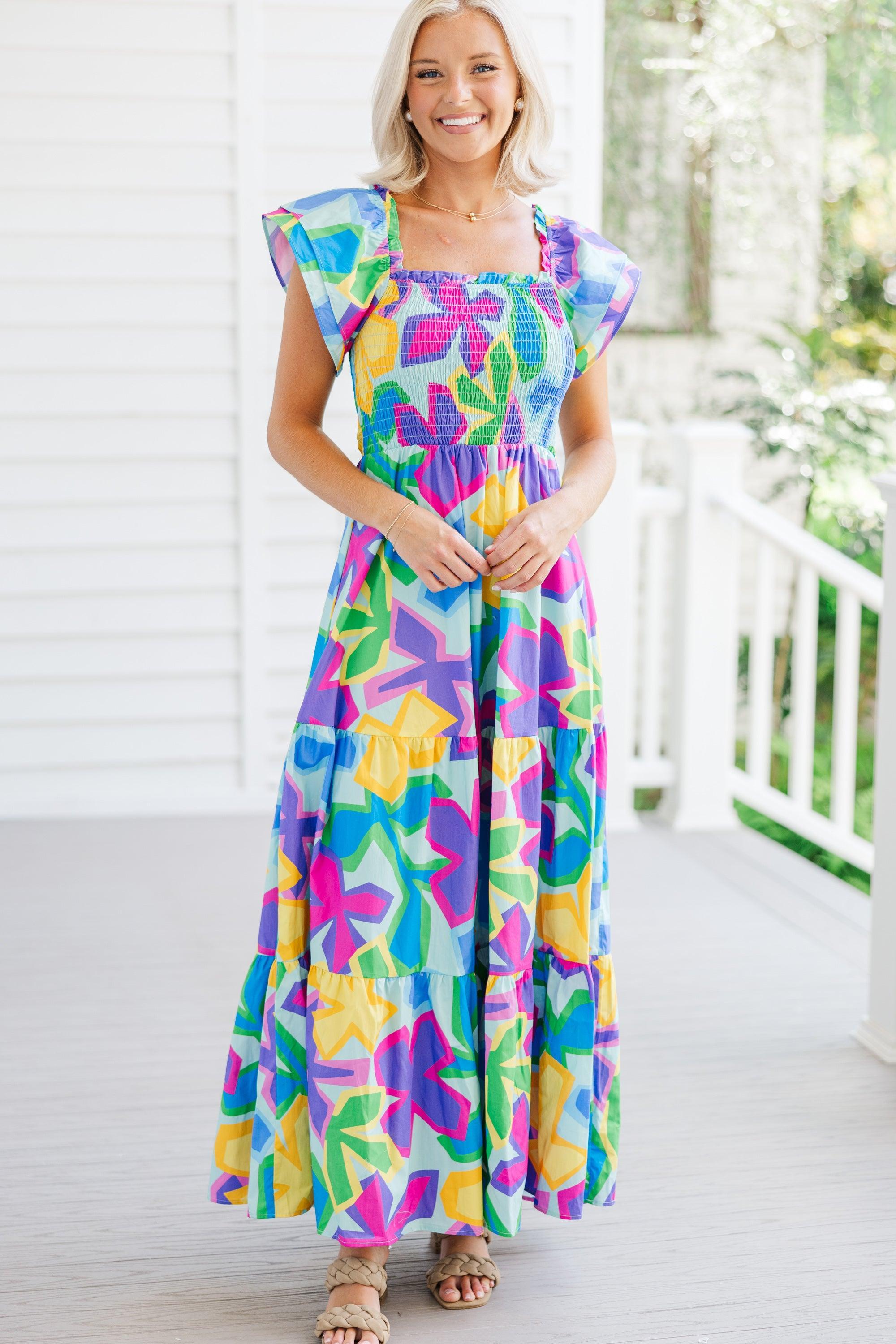 Let's Get Loud Blue Floral Maxi Dress Female Product Image