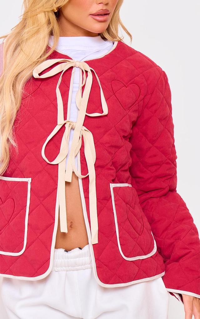 Red Quilted Stitch Detail Lightweight Jacket Product Image