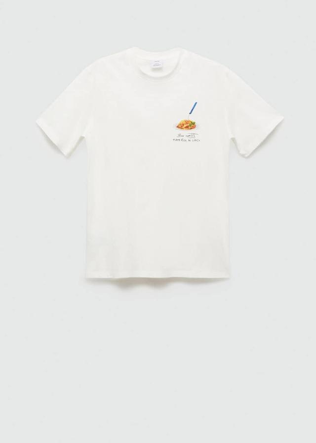 MANGO MAN - 100% cotton printed t-shirt off whiteMen Product Image