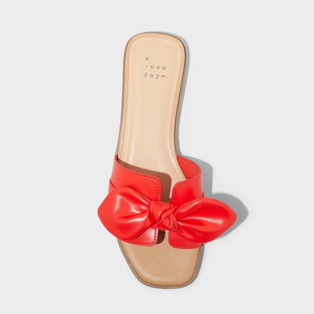 Womens Maple Bow Flat Sandals - A New Day Red 9 Product Image