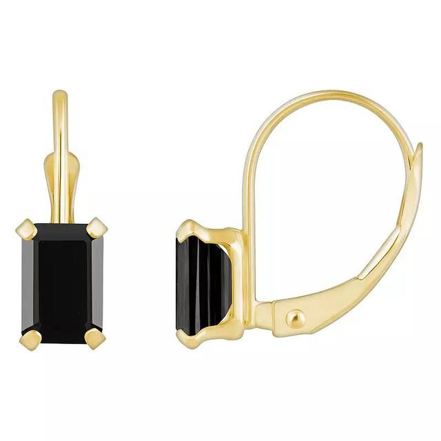 Celebration Gems 10k Gold Emerald Cut Onyx Leverback Earrings, Womens Product Image