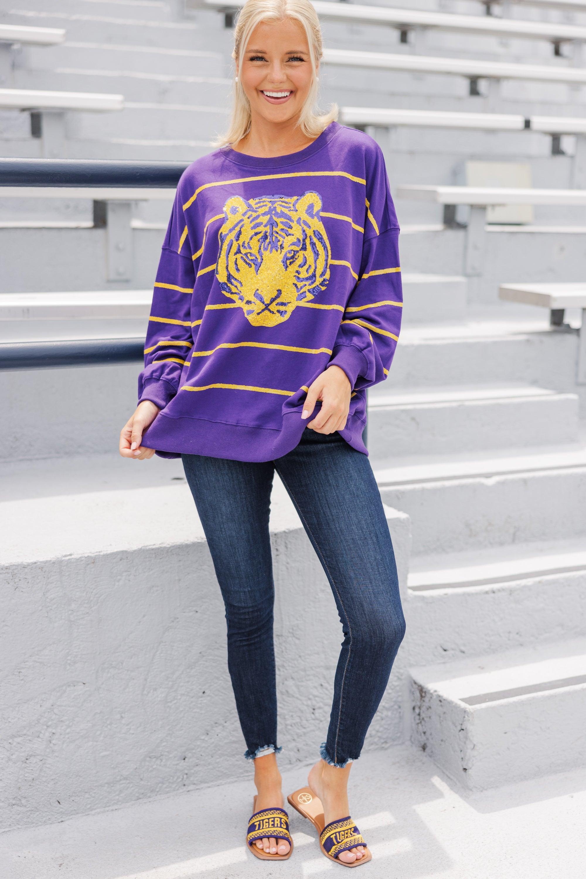 Lead The Way Purple Tiger Pullover Female Product Image