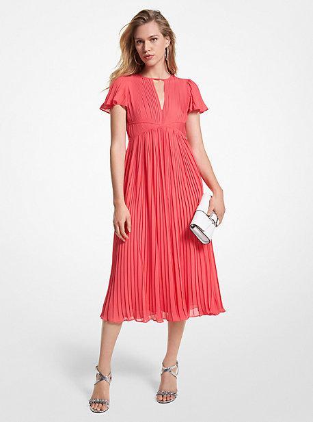 Pleated Georgette Midi Dress Product Image