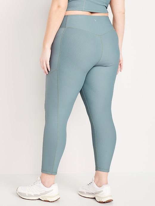 High-Waisted PowerSoft Ribbed 7/8 Leggings Product Image