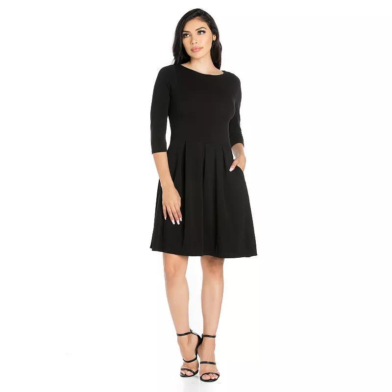 Womens 24seven Comfort Apparel Fit and Flare Dress with Pockets Product Image