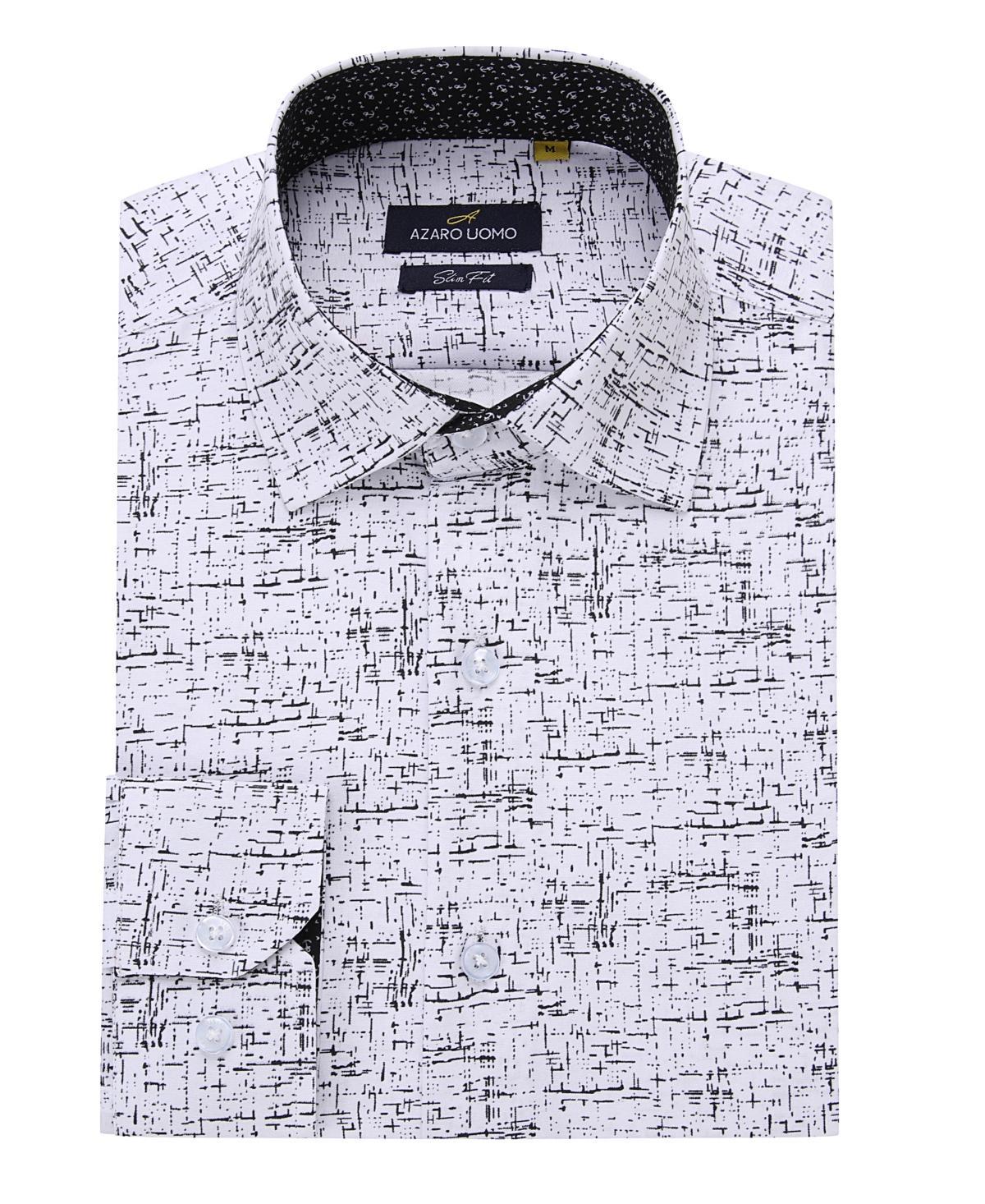 Azaro Uomo Mens Slim Fit Abstract Shirt - White Product Image