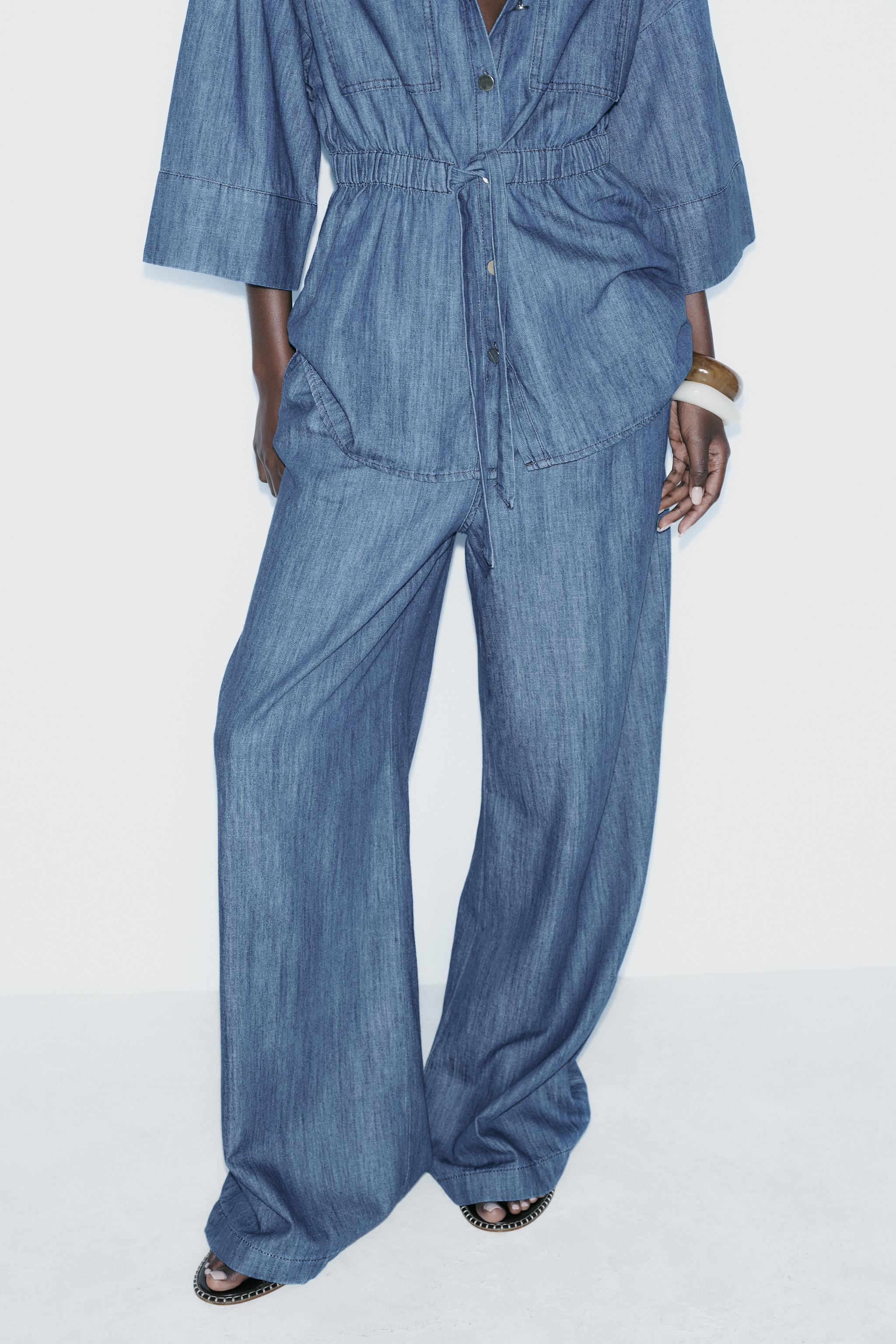 Z1975 FLOWY WIDE LEG DENIM PANTS Product Image