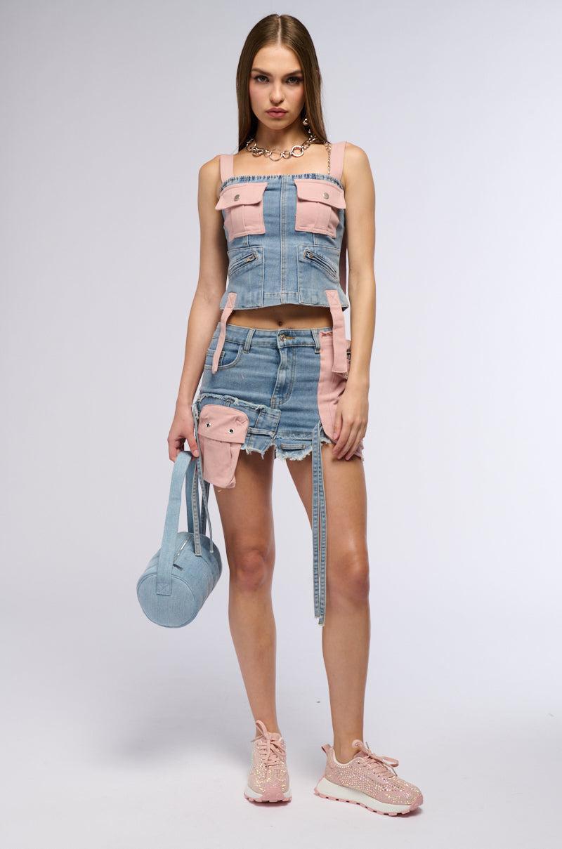 DONT STOP ME NOW DENIM CORSET TOP Product Image