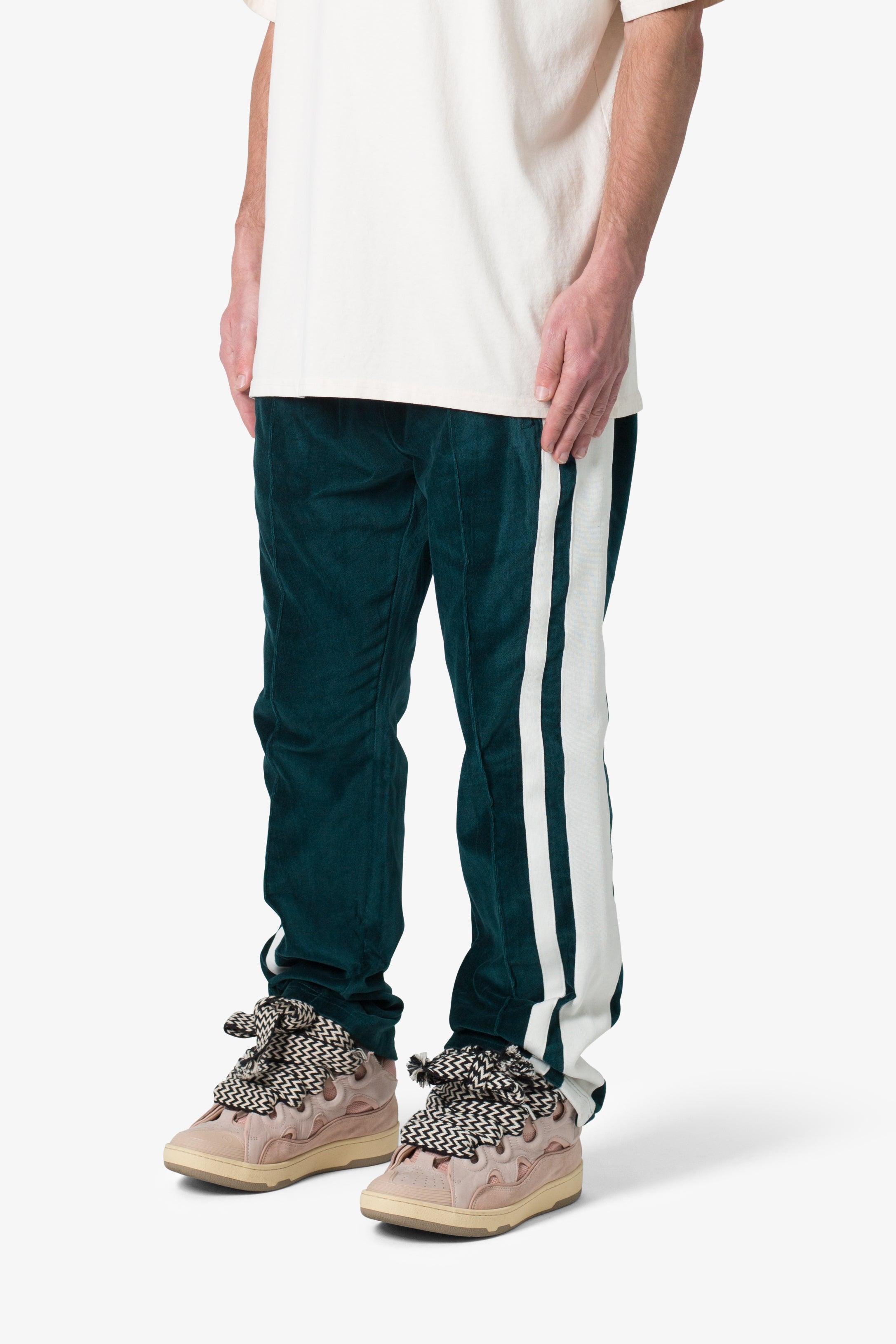 Baggy Velour Track Pants - Green Product Image