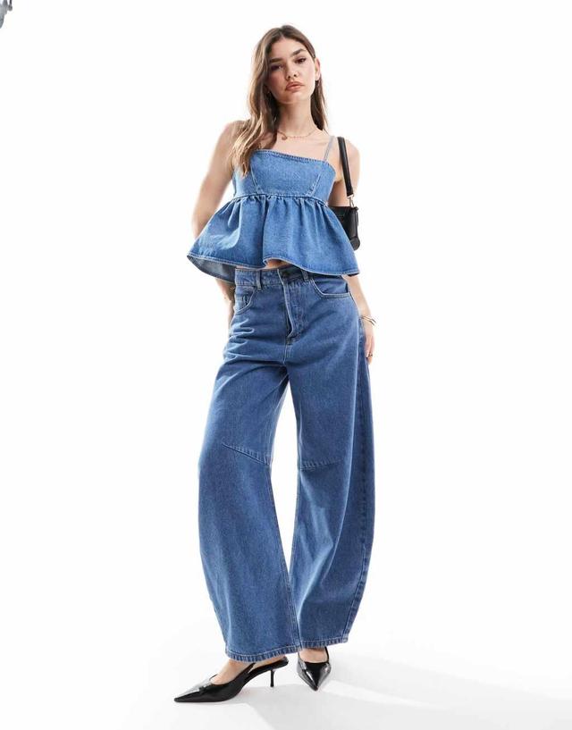 ASOS DESIGN denim babydoll top in bleach Product Image