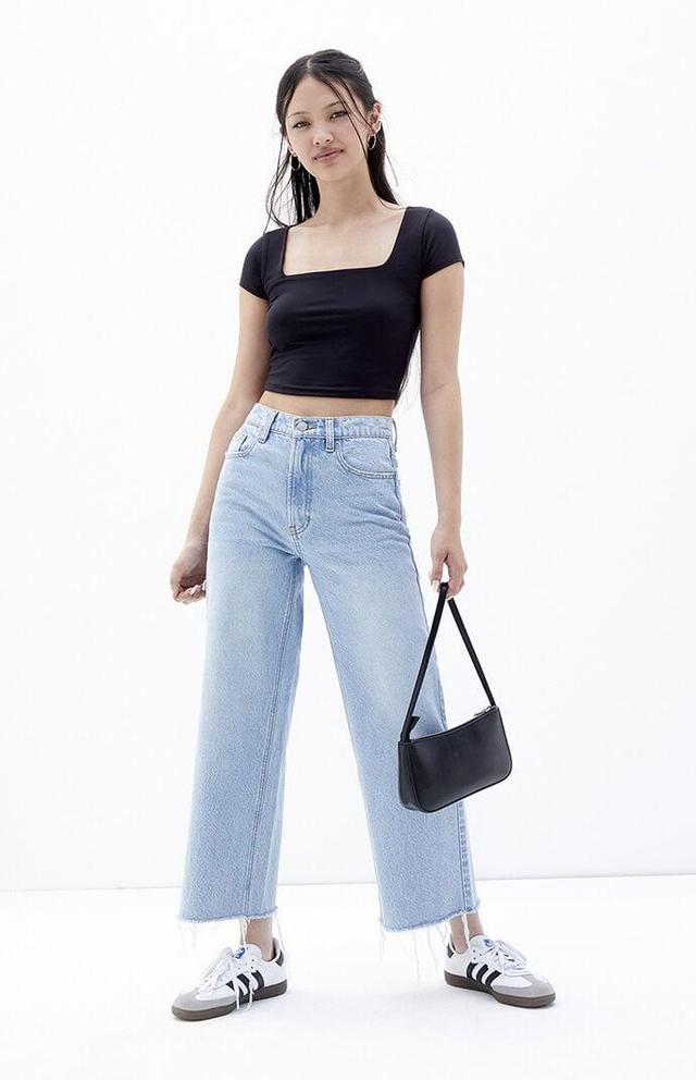 Women's Light Indigo Cropped Wide Leg Jeans Product Image