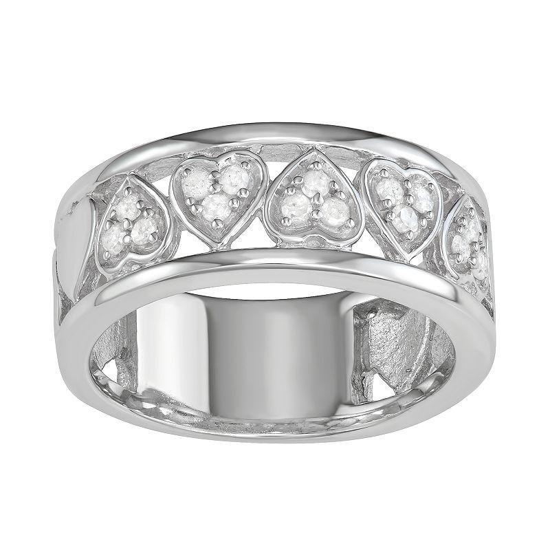 Jewelexcess Sterling Silver 1/5 C.T. Diamond Heart Ring, Womens Silvertone Product Image