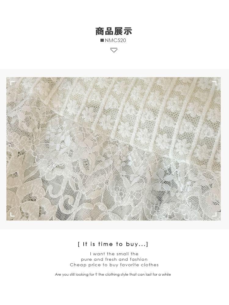 Tiered High-Rise Lace A-Line Skirt Product Image