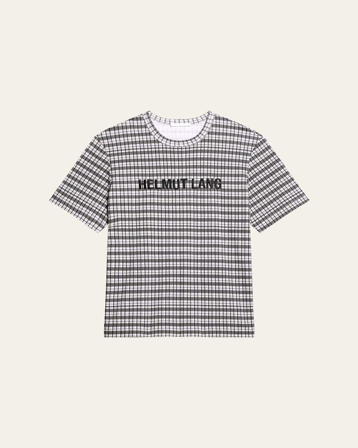 Men's Check T-Shirt with Embroidered Logo  Product Image