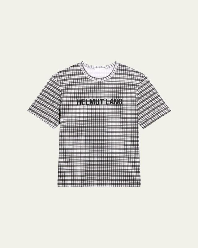 Mens Check T-Shirt with Embroidered Logo Product Image