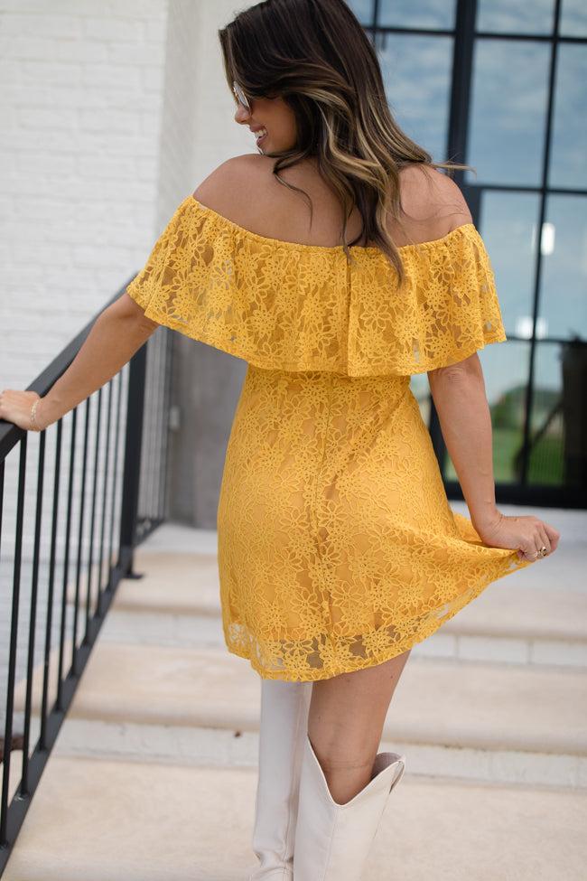 Brighten My Day Off The Shoulder Lace Mini Dress FINAL SALE Product Image