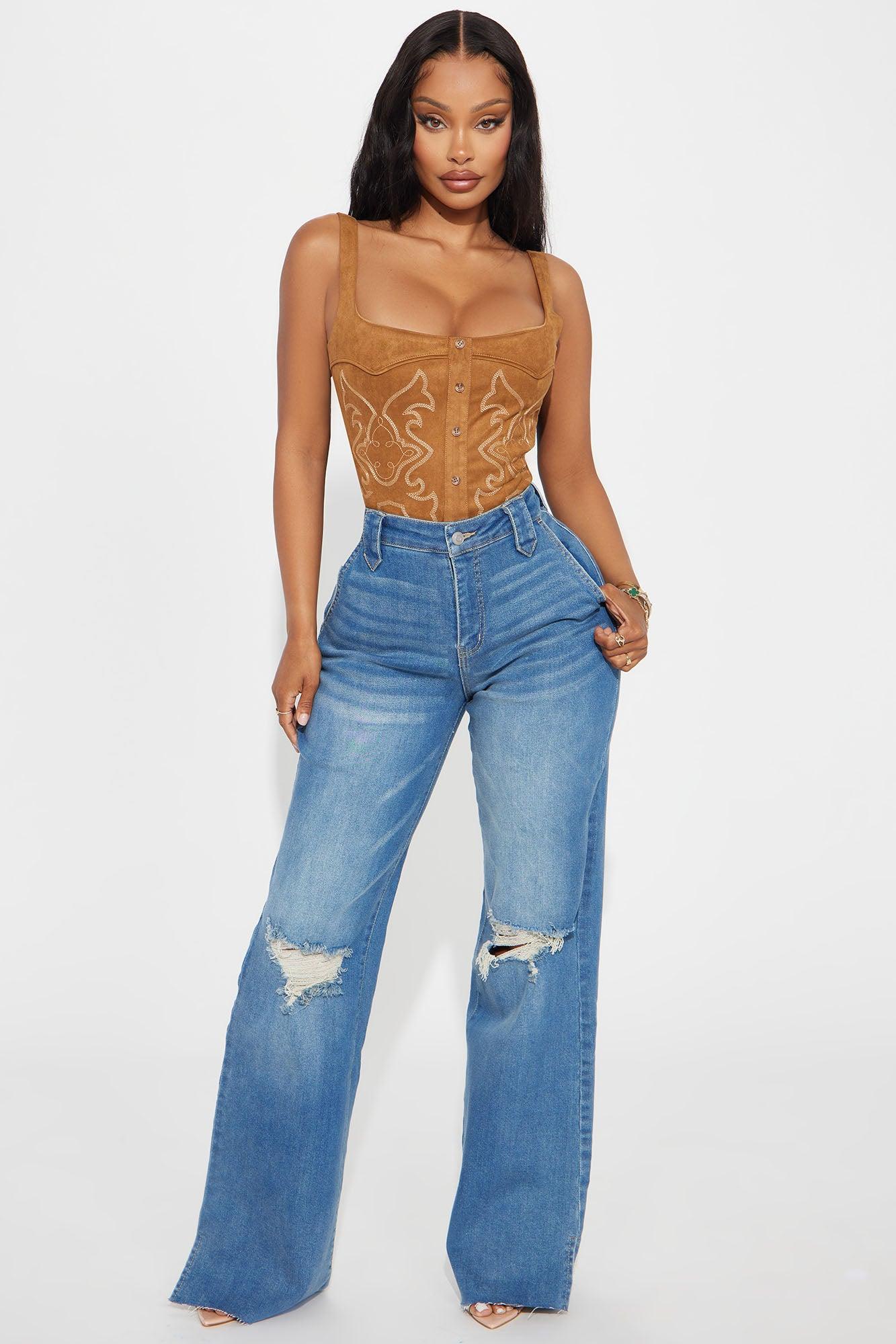 Doubling Down Ripped Flare Jeans - Medium Wash Product Image