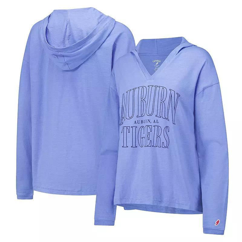 Womens League Collegiate Wear Blue Auburn Tigers Slub Long Sleeve V-Neck Hoodie T-Shirt product image