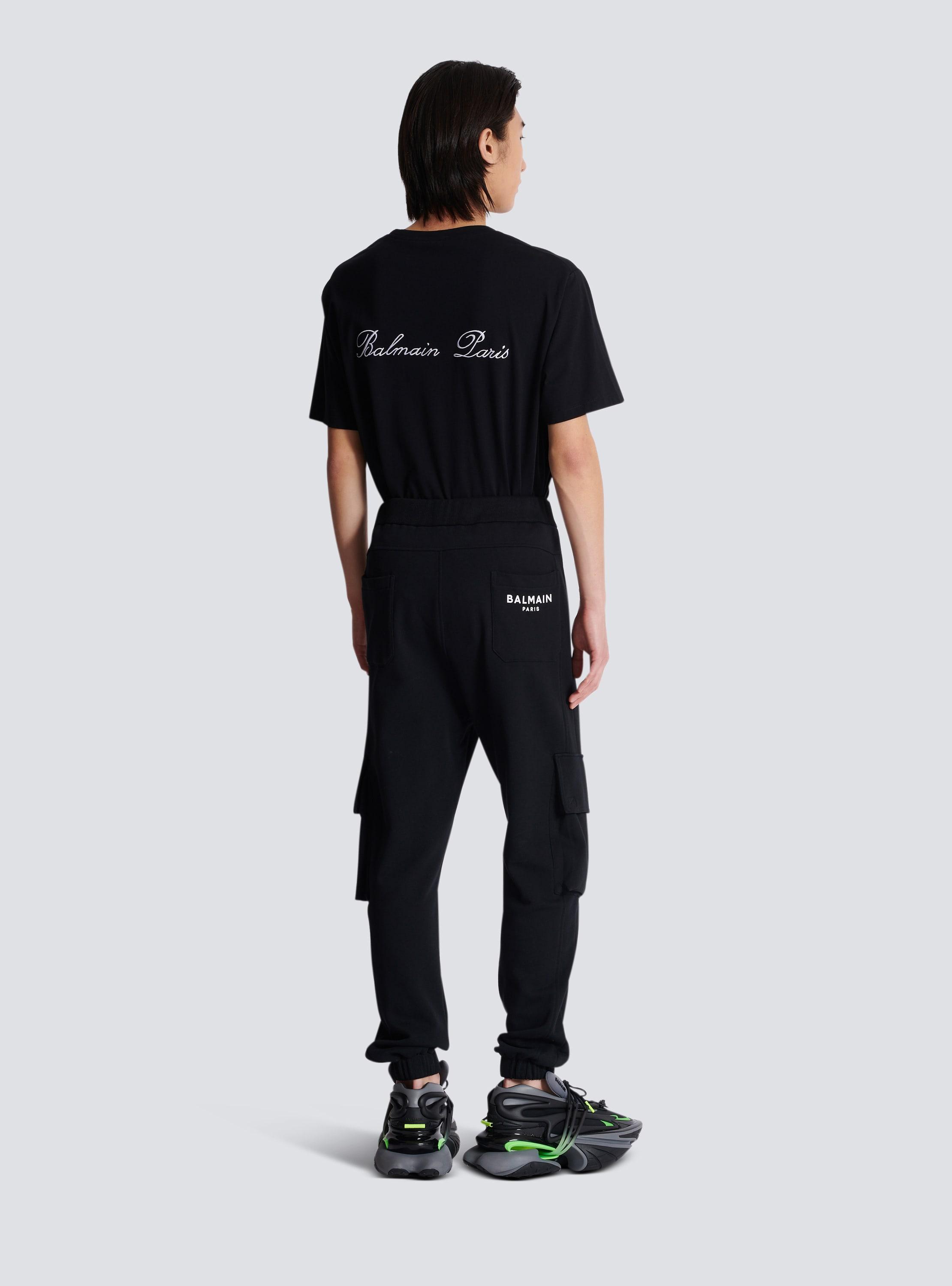 Cargo joggers with Balmain Paris print Product Image