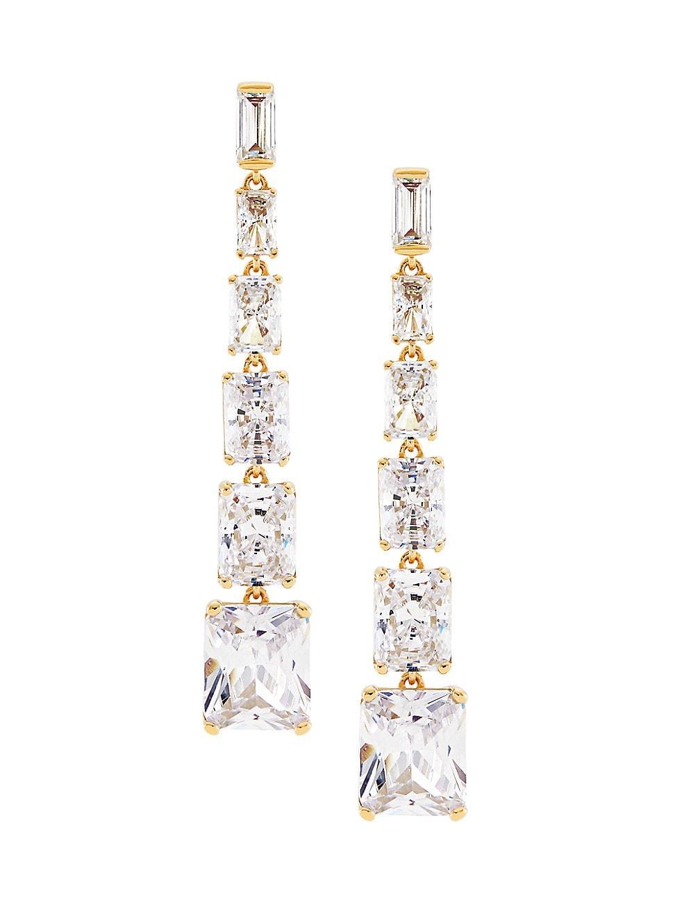 Womens Naomi 18K-Gold-Plated & Cubic Zirconia Drop Earrings Product Image