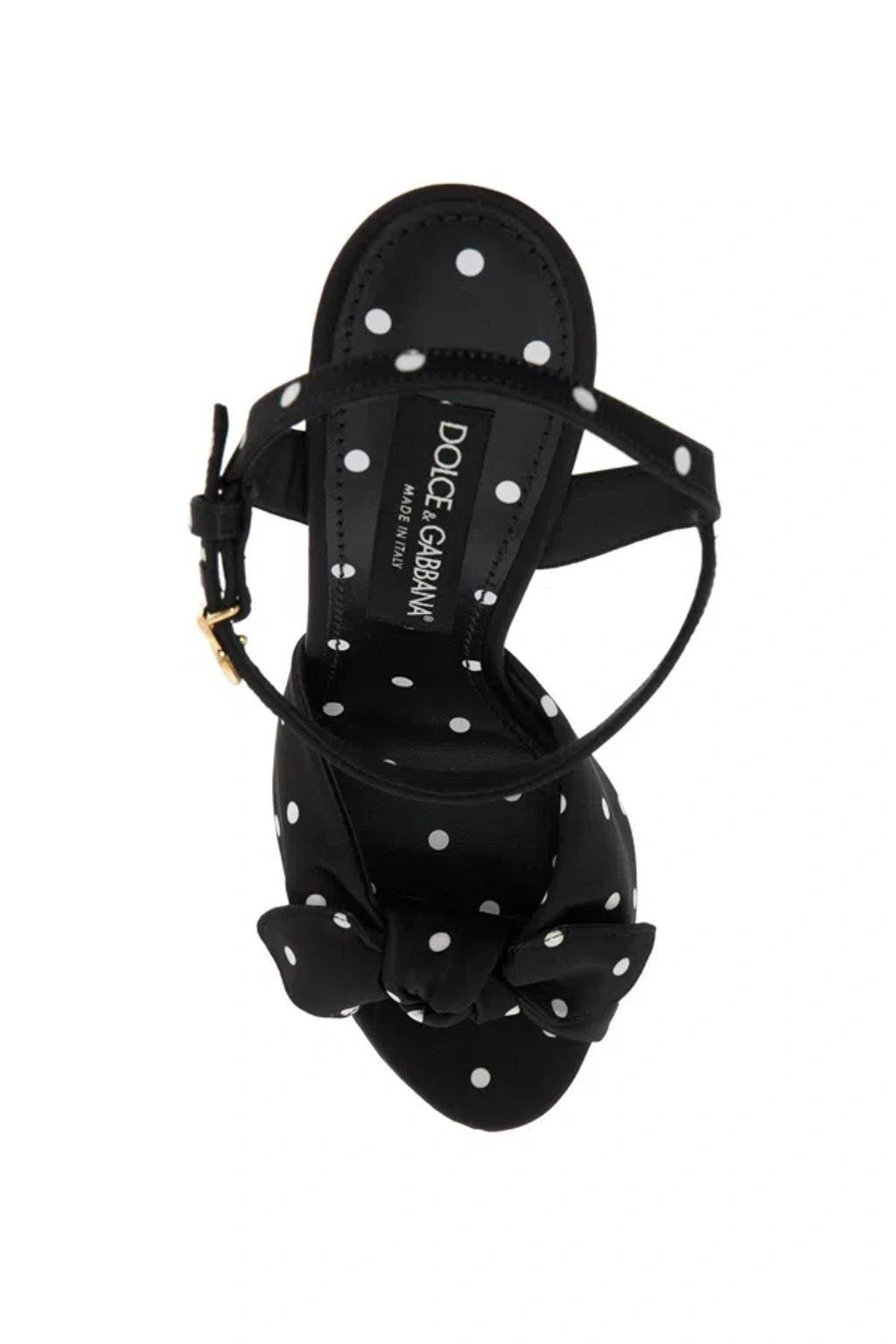 DOLCE & GABBANA Sandali Platform Keira In Raso A Pois In Black,white Product Image