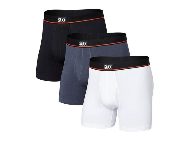 SAXX UNDERWEAR Non-Stop Stretch Cotton Boxer Brief Fly 3-Pack (Black/Deep Navy/White) Men's Underwear Product Image