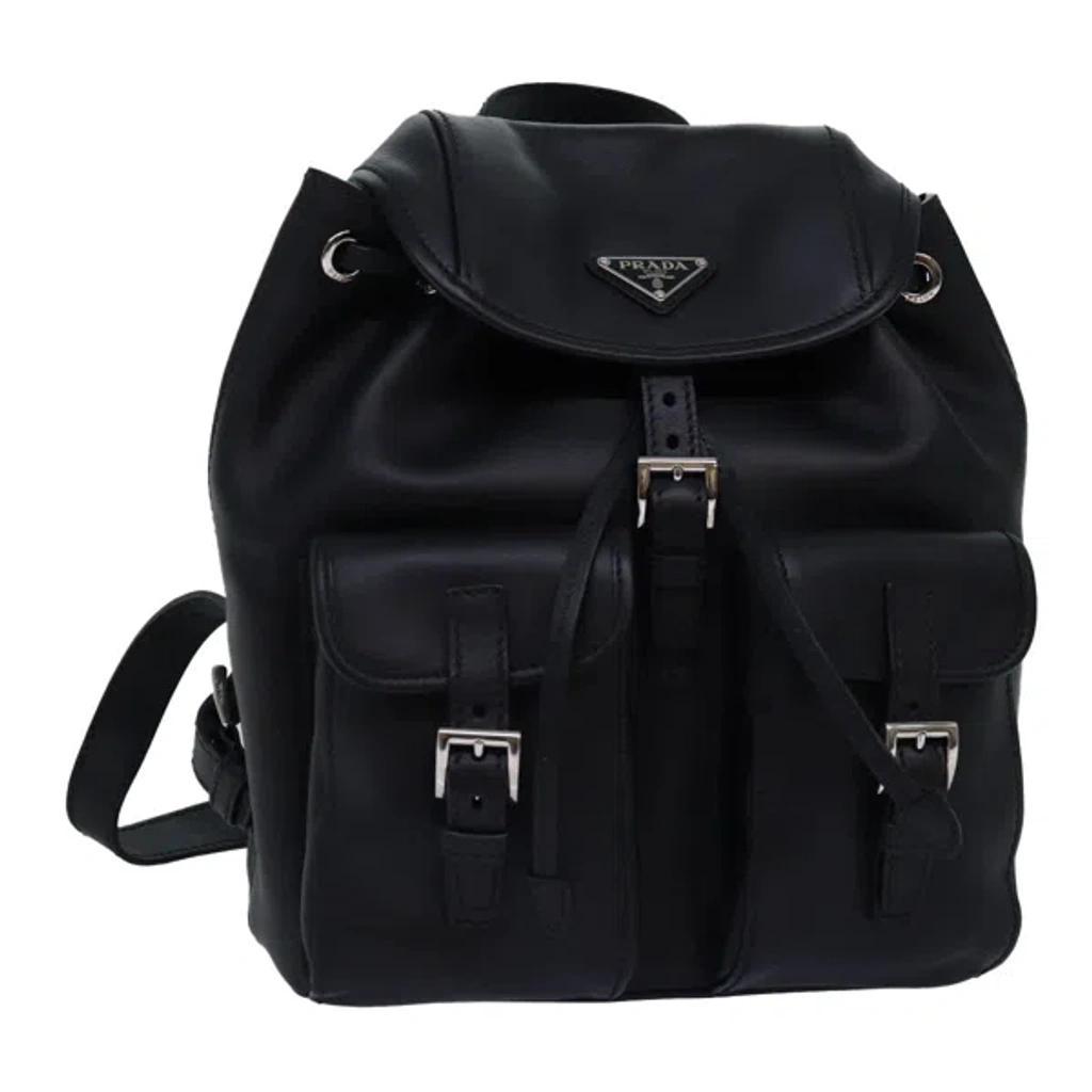 Black Leather Backpack Bag () product image