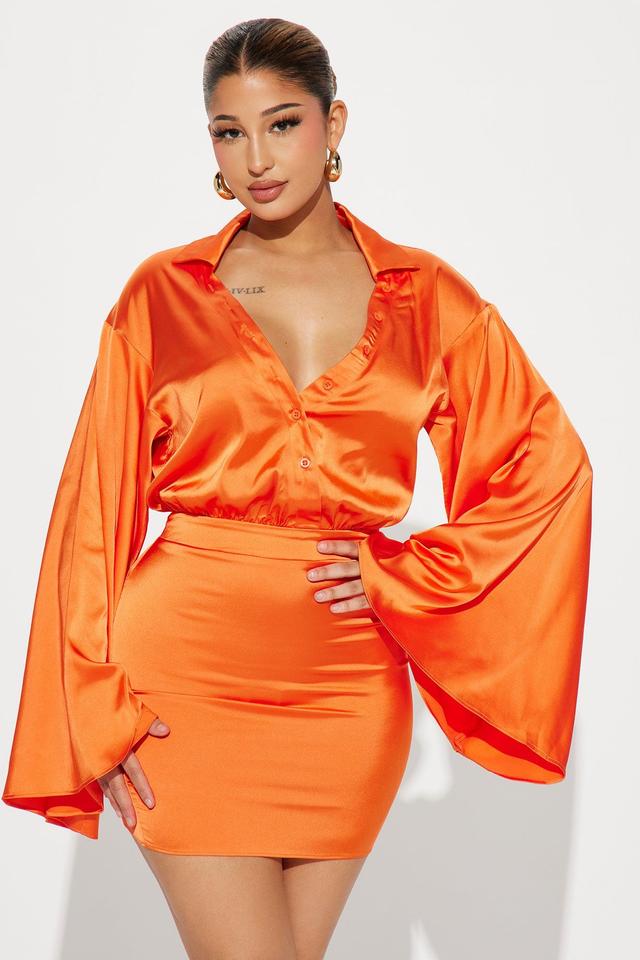 Bethany Satin Mini Dress - Orange Product Image