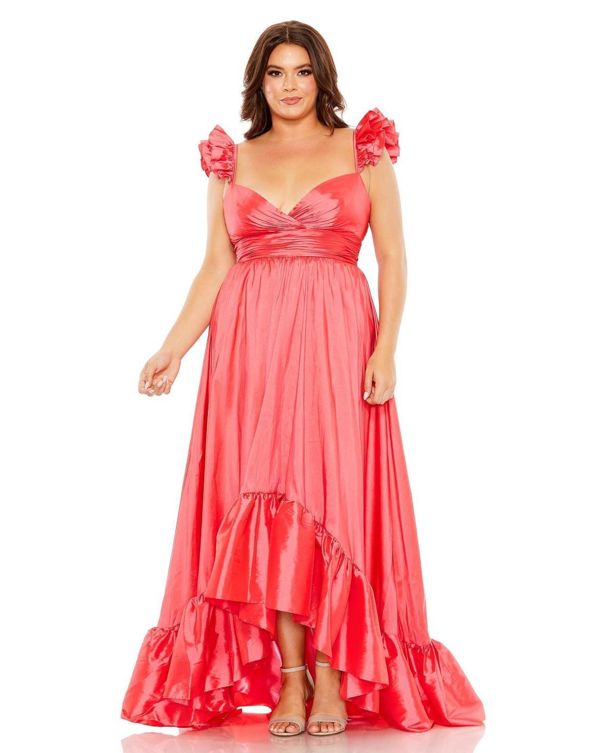 FABULOUSS BY MAC DUGGAL Metallic Ruffle Strap High-Low Gown Product Image