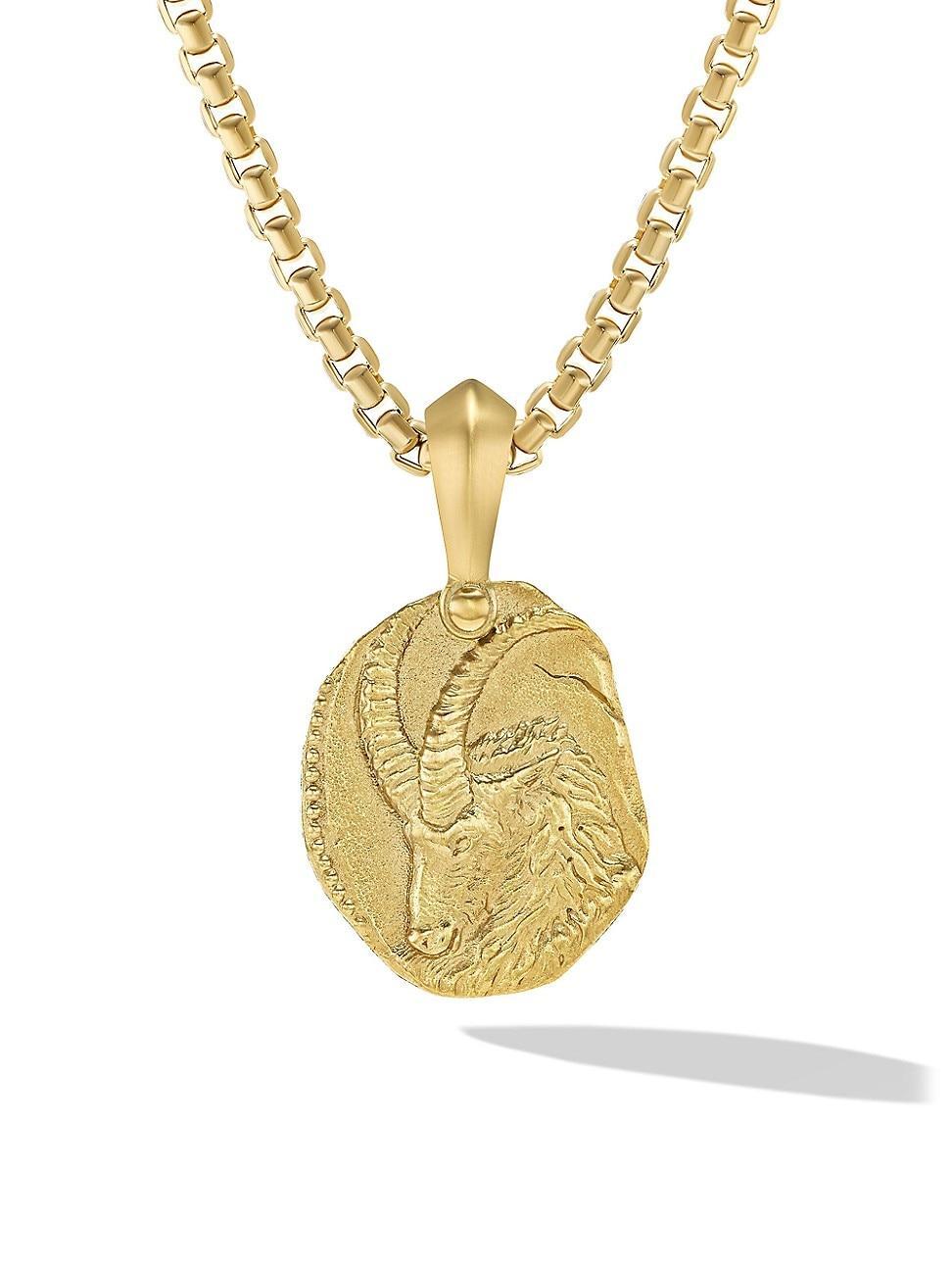 Mens Capricorn Amulet in 18K Yellow Gold, 27MM Product Image