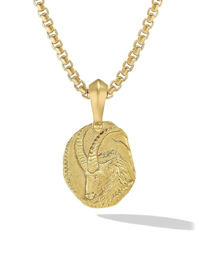 Mens Capricorn Amulet in 18K Yellow Gold, 27MM Product Image