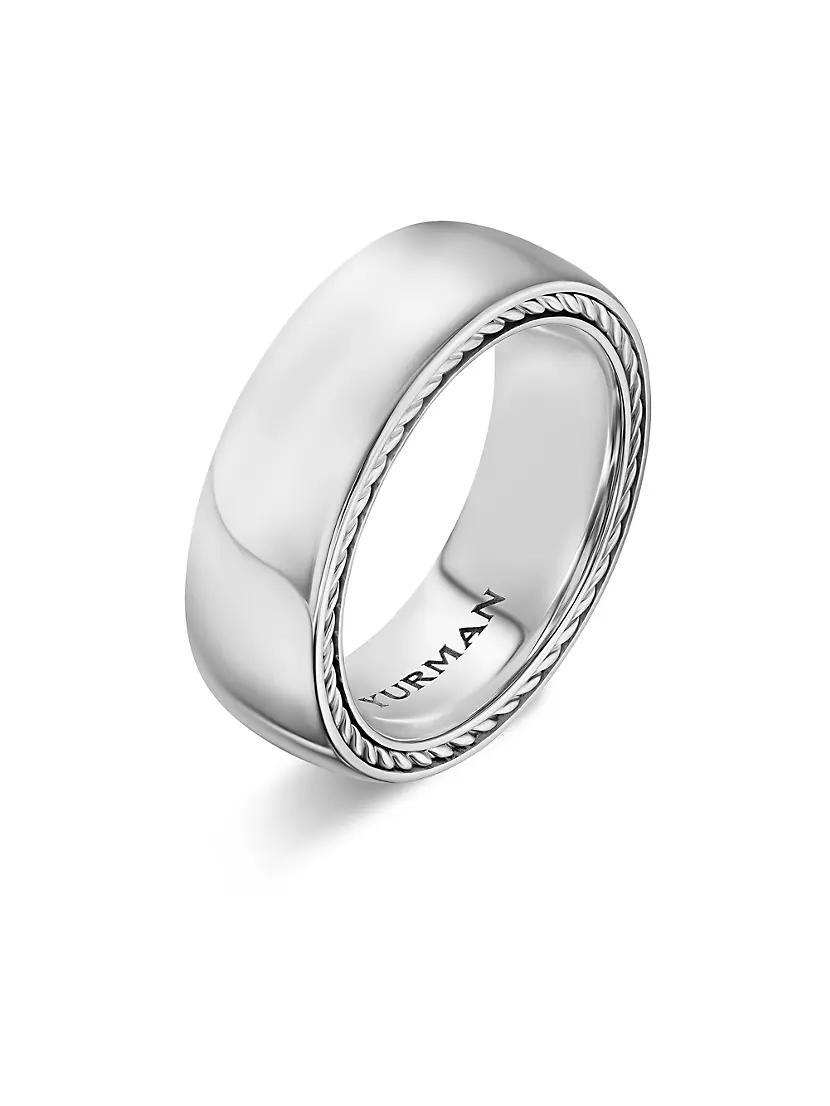 Mens Streamline Band Ring in 18K White Gold, 8MM Product Image