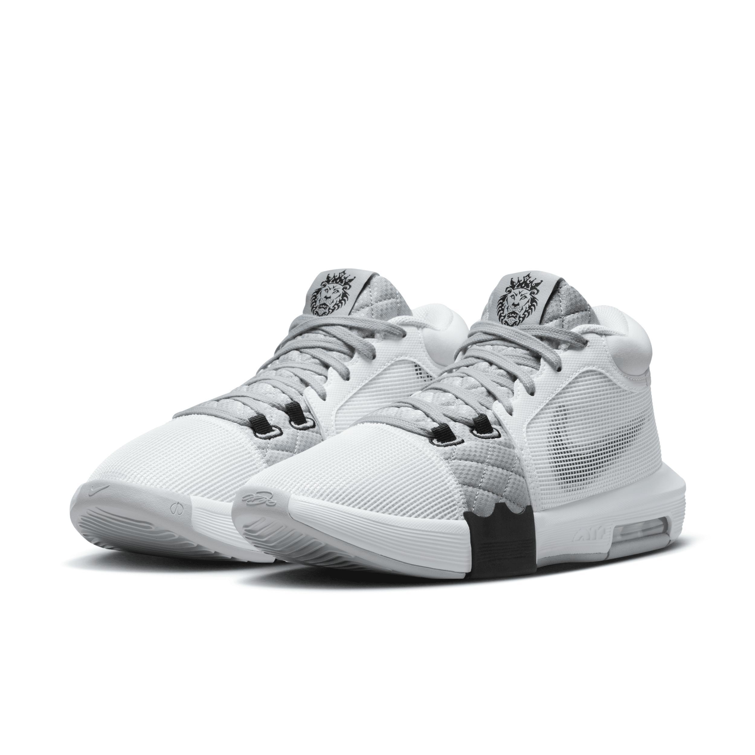 Nike Mens LeBron James Nike LeBron Witness VIII - Mens Basketball Shoes White/Black/Grey Product Image