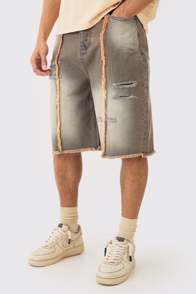 Mens Denim Jorts In Brown, Brown Product Image