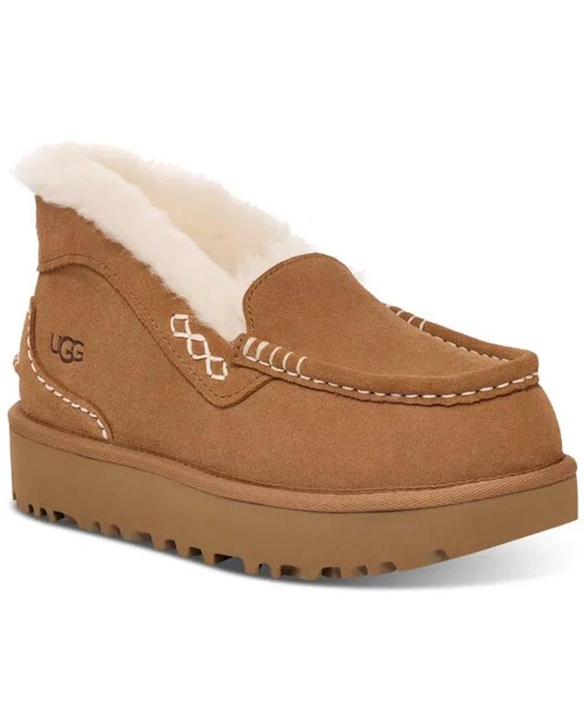 Ansley Suede Shearling Slip-on Loafers In Chestnut Product Image