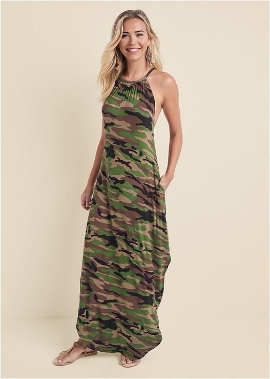 Tie Neck Maxi Dress Product Image