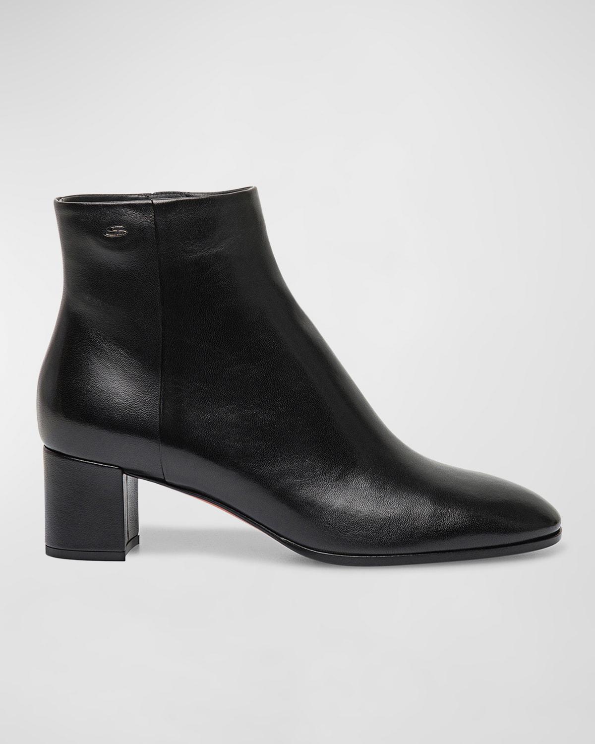 Womens 50MM Side-Zip Leather Booties Product Image