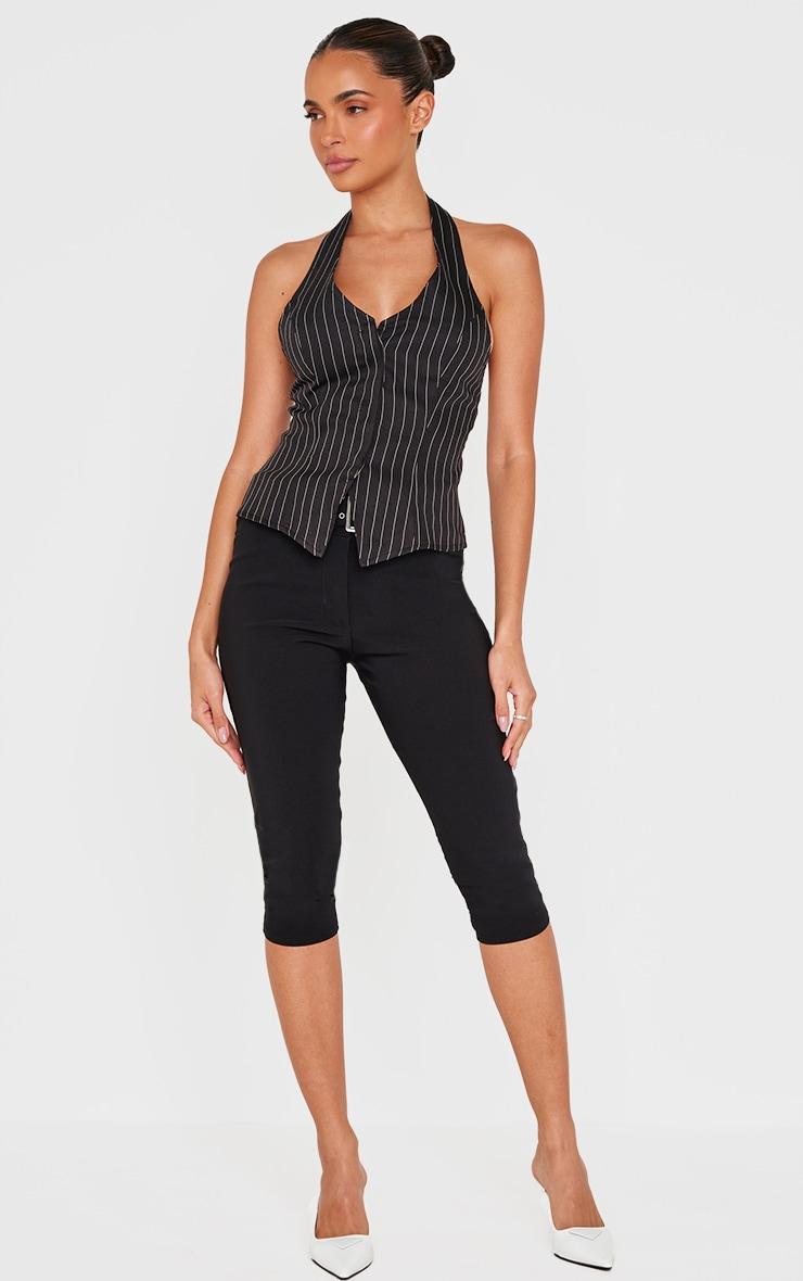 Black Pinstripe Halterneck Vest Product Image