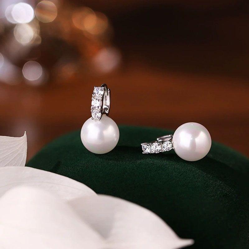 925 Sterling Silver Faux Pearl Drop Earring Product Image